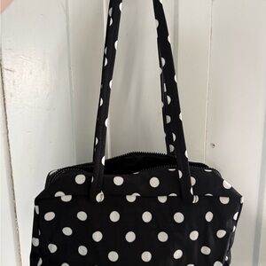 NWOT BAGGU Black and White Polka Dot Bowler Bag